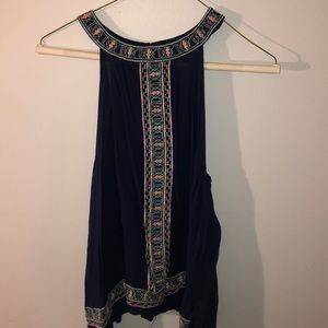 Woven pattern flowy tank top